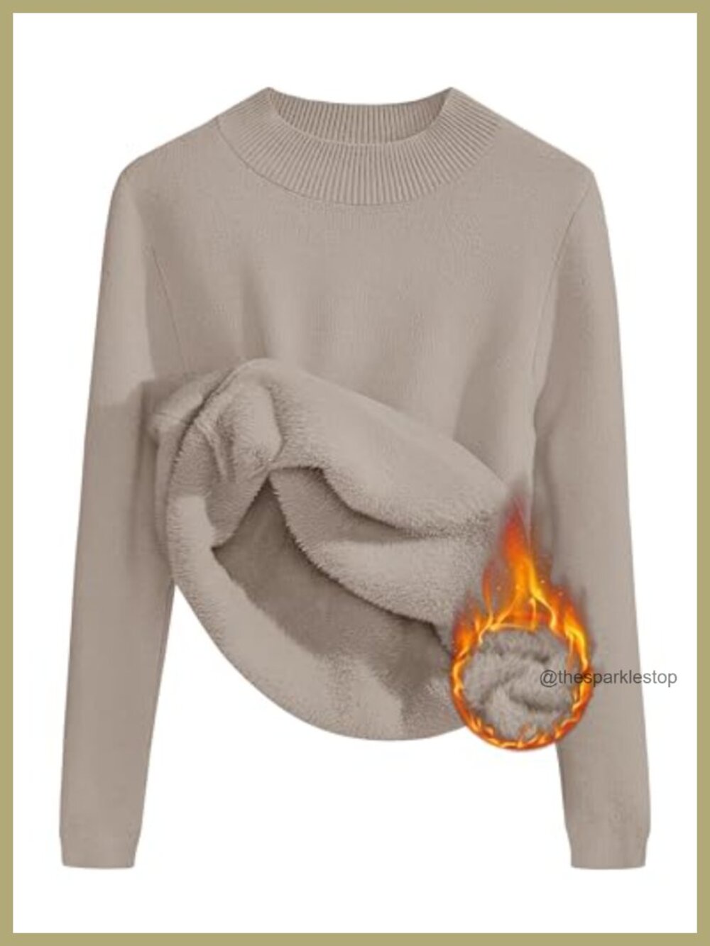 Fleece Sherpa Lined Turtleneck Sweater Warm Winter Pullover